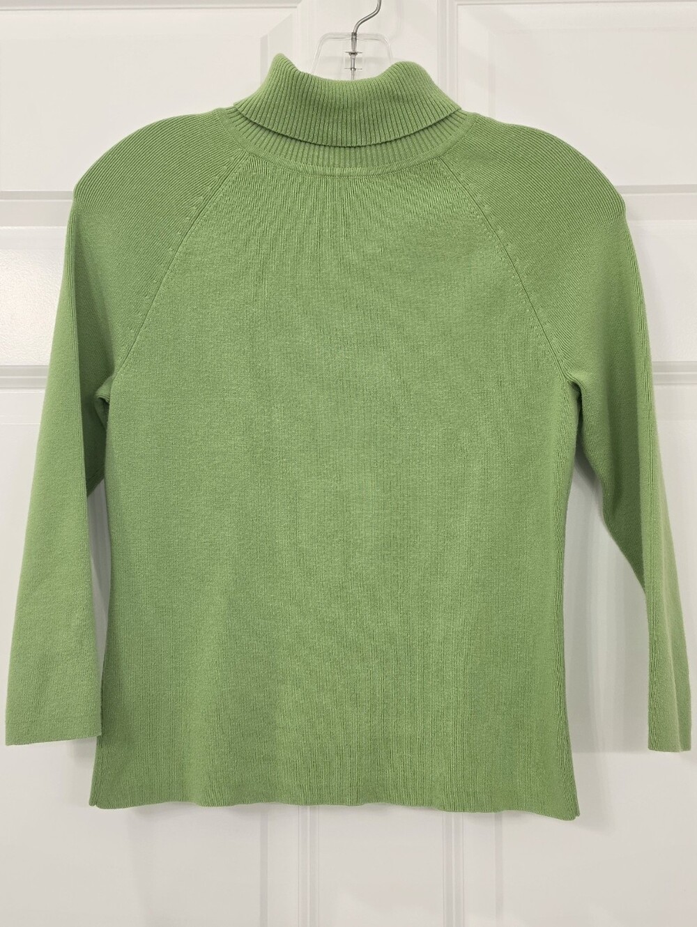 TALBOTS | Petite 3/4 Sleeve Lime Green Turtleneck. Form-fitting. Cozy.